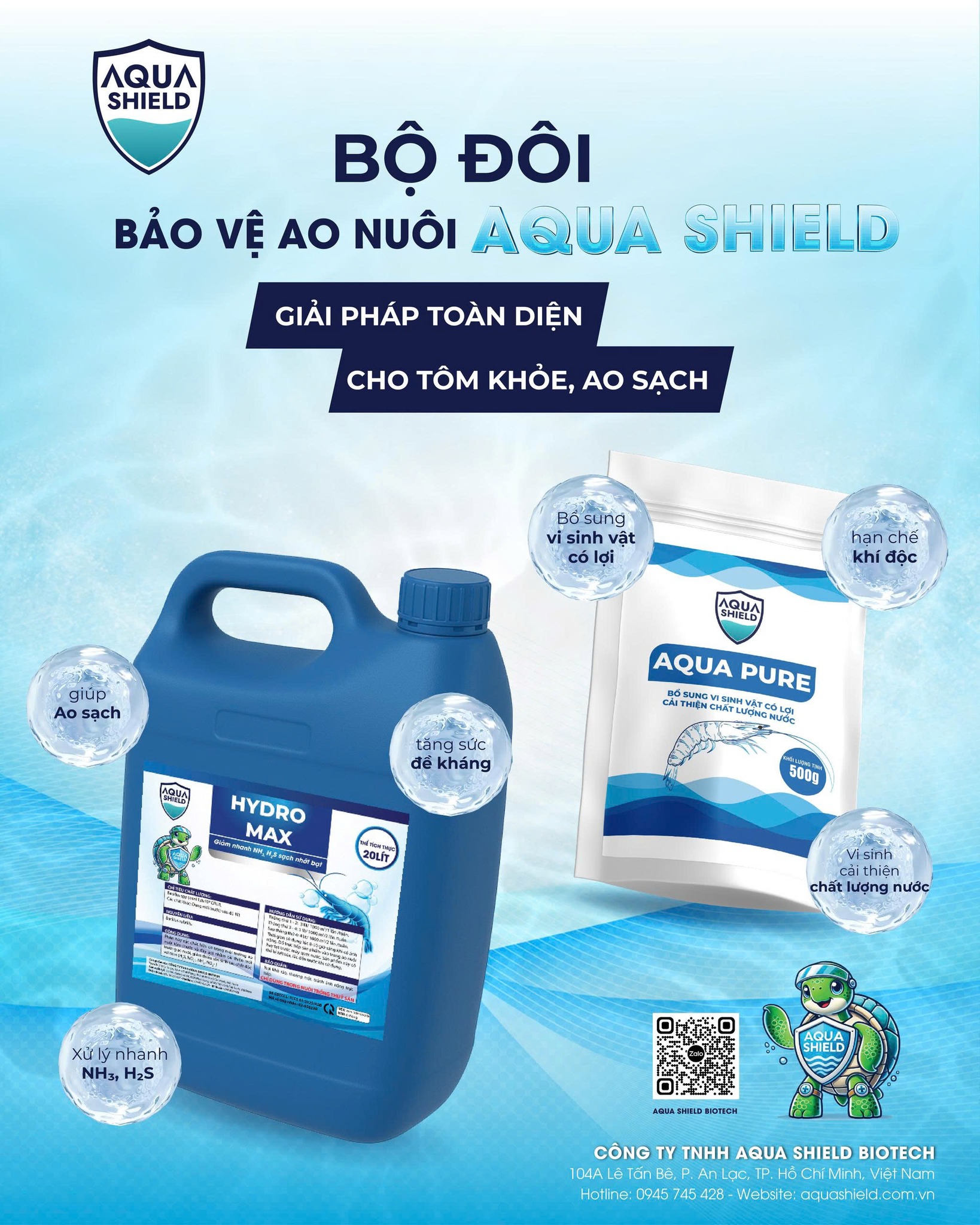 Giải Pháp Aqua Shield Biotech Xử Lý Khí Độc Trong Ao Tôm Với Aqua Pure và Hydro Max Kết Hợp Thay Nước, Xi Phông